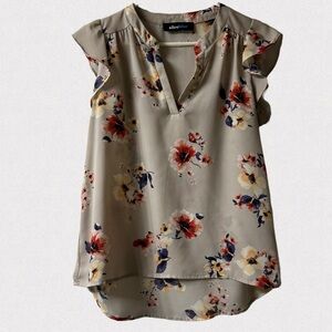 Alice Blue Floral Blouse - Cream with Red and Blue Accents
